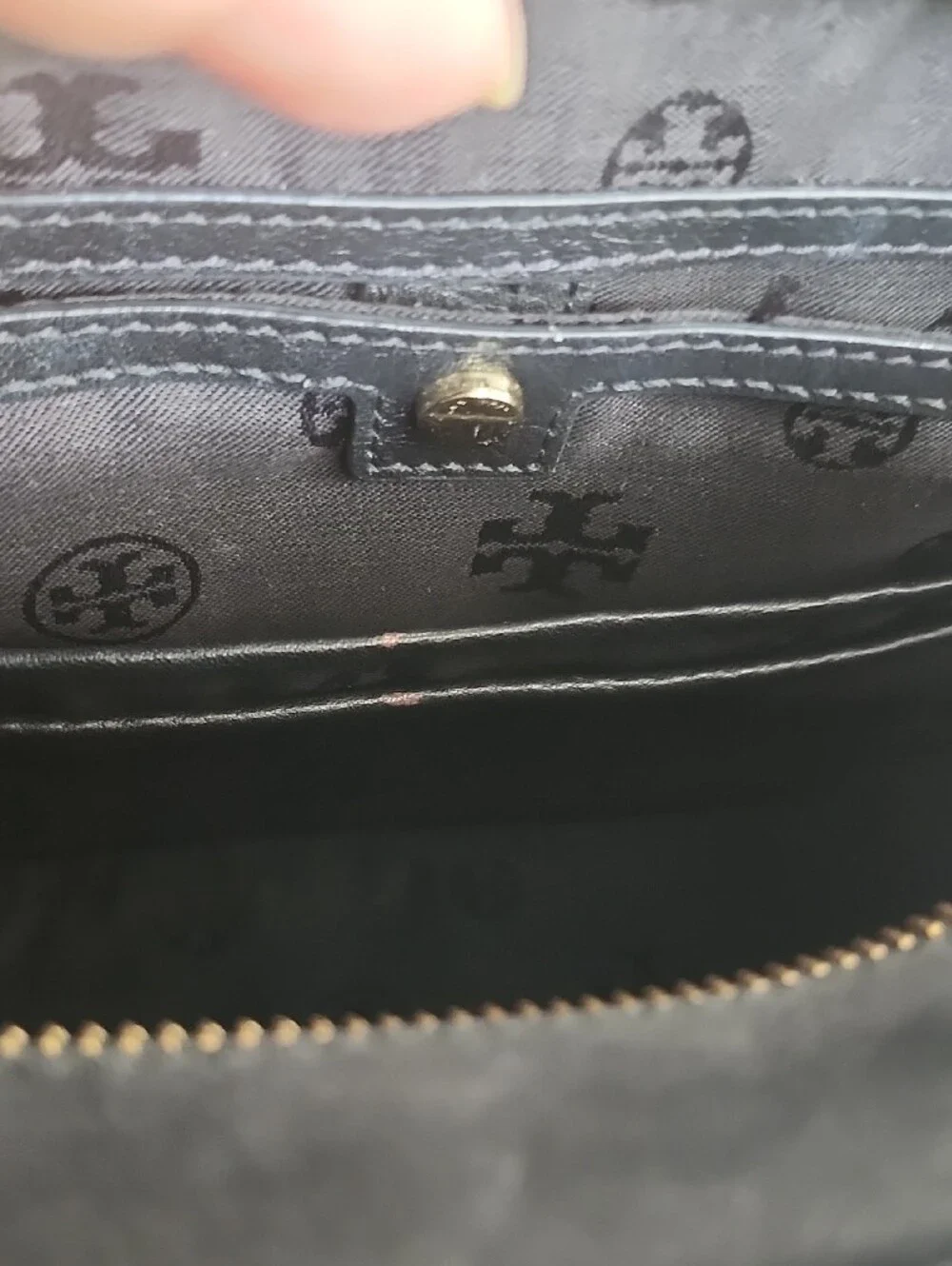 Tory Burch Black Leather Top-Handle Satchel with Gold Hardware